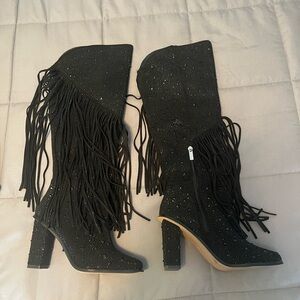 Jessica Simpson Asire Rhinetone Western Fringe Boots
